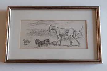 Etching Or Pen Drawing Of Dogs