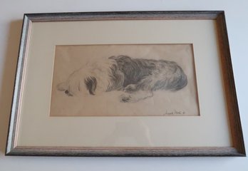 Sketch On Paper Of Sleeping Sheepdog