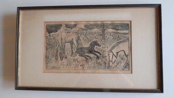 Woodcut Print Of Horses (2)