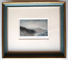 Framed Colored Etching Of Lighthouse - Sarah Carothers Rhode
