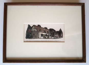 Framed Wood Block Print 'english Stone Houses' - Ruth
