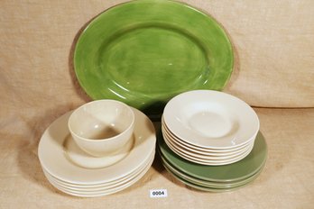 17 Dishes In Cream And Light Green