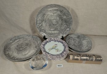 Anthropologie Plates - Birds And Lace Plus Extras