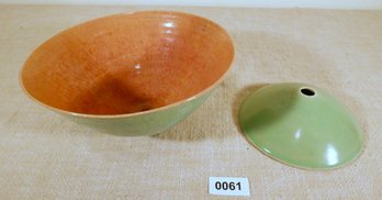 Celadon Glaze Bud Vase And Bowl