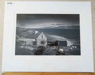 Matted Photograph Of Cottage In Kerry Ireland