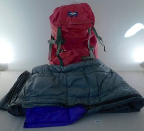 Vintage JanSport External Frame Backpack And Greatland Sleeping Bag