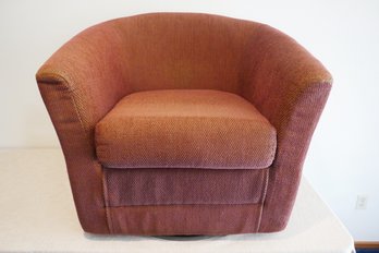 Rust Colored Fabric Barrel Swivel Chair