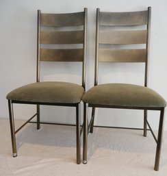 Set Of 2 Metal & Fabric Dining Chairs