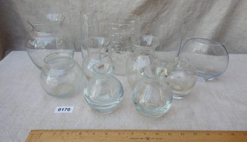 Mixed Lot Of Clear Glass Vases