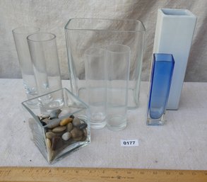 Mixed Lot Of Square And Round Glass Vases