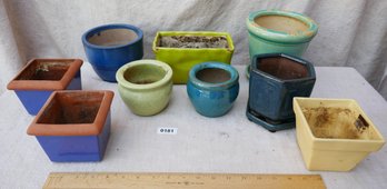 Mixed Lot Of Pots - Greens And Blues