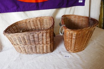 Set Of Two (front & Back) Wicker Bicycle Baskets