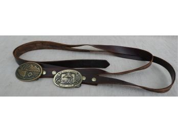 Two Leather Belts With Buckles