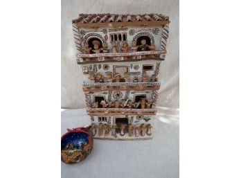 Mexican Terra Cotta Apartment And Nativity Gourd
