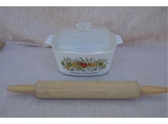 Corning Ware Spice Of Life Casserole And Rolling Pin