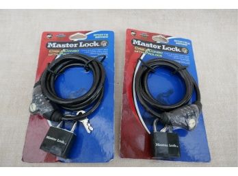 Set Of Two Master Lock Combo Cable Locks And Padlocks