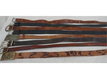 Lot Of Tooled Leather Belts