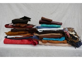Large Lot Of Leather & Suede Pieces