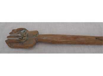 Carved Wood Fist And Snake Walking Cane