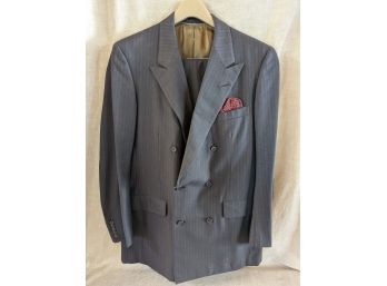 Chester Barrie Wool Double-Breasted Suit - Grey Pinstripe