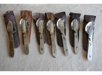 Set Of 7 Camping Cutlery / Flatware In Individual Pouches