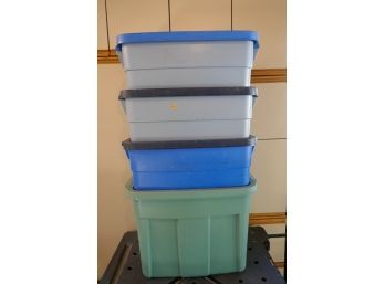 Set Of 4 Rubbermaid Roughneck Storage Containers