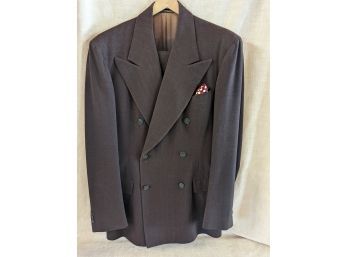 Gorik The Tailor Wool Double-breasted Suit - Brown Pinstripe