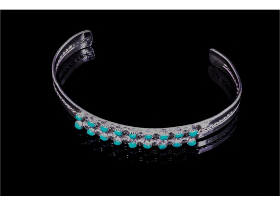 Native American Petit Point Turquoise Cuff Bracelet (7)