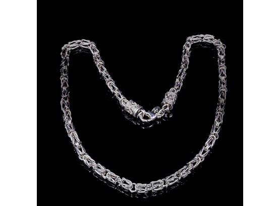 Thick Sterling  Silver Byzantine Chain Necklace (10)