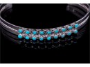 Native American Petit Point Turquoise Cuff Bracelet (7)