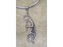 Sterling Silver Torque Collar Necklace With Kokopelli Pendant (63)