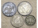 Lot 4 Coins: Capped Bust Quarter, Liberty Quarter, Liberty Head Nickel, 3 Cent Nickel (39)