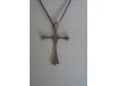 Sterling Silver Cross Pendant With Turquoise Chip Accents On A Sterling Chain (4)