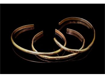 Set Of 3 Stamped Brass Cuff Bracelets (13)
