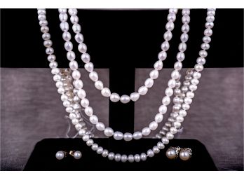 Cultured Pearl Lot - Necklace, Earrings, Hanks (73)