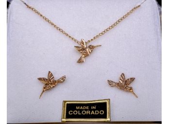 Colorado Gold Jewelry 10k Hummingbird Necklace And Earrings (23)