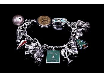 Sterling Silver Charm Bracelet With 12 Mixed Charms (8)