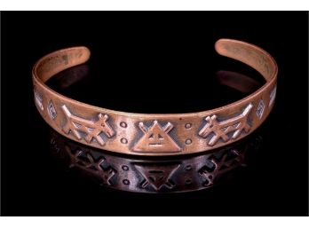 Copper By Bell Cuff Bracelet With Fred Harvey Era Stamp Pattern (6)