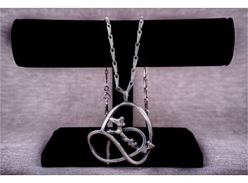 Continental Silver Link Necklace With Large Modern Art Pendant (65)