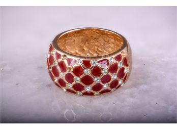 Sterling Silver Vermeil Plated Ring With Red Enamel (78)