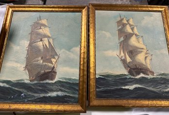 Ship Oil Paintings Signed T Bailey