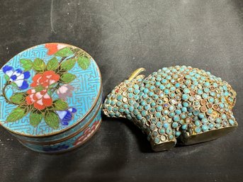 Chinese Cloisonne Box And Rabbit Antique
