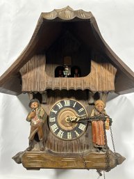 German Swiss Carved Wooden Clock