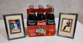 25th Anniversary Walt Disney 6 Pack W/2 Framed Coca Cola Trading Cards