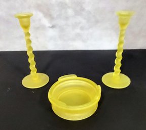 Vintage Tiffin Satin Canary Glass