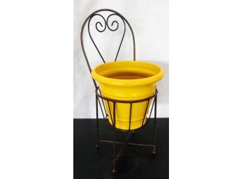 Metal Wire Plant Stand W/Yellow Resin Pot