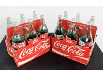Vintage 32oz Coke Bottle 6 Packs In Cases