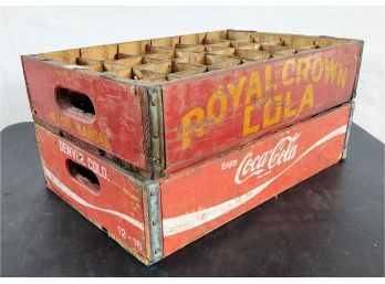 Wooden Coke Crate And Royal Crown Cola Crate
