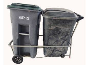 2 Trash Cans With Cart