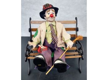 'clyde The Hobo' Porcelain Clown W/Bench